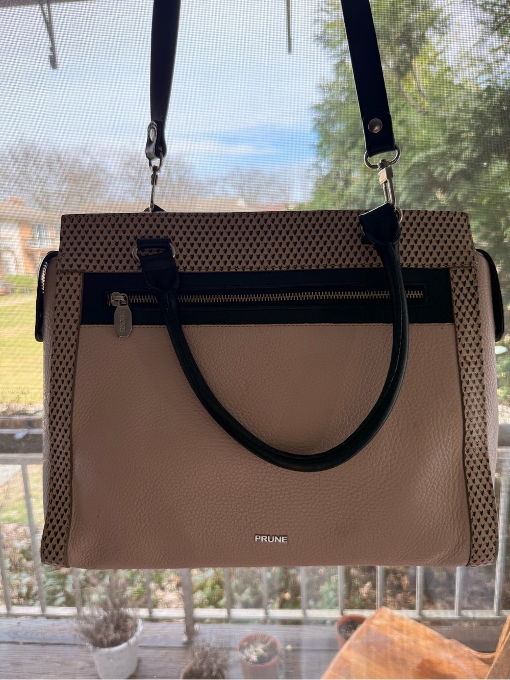 Prune Leather Tote Bag & Wallet